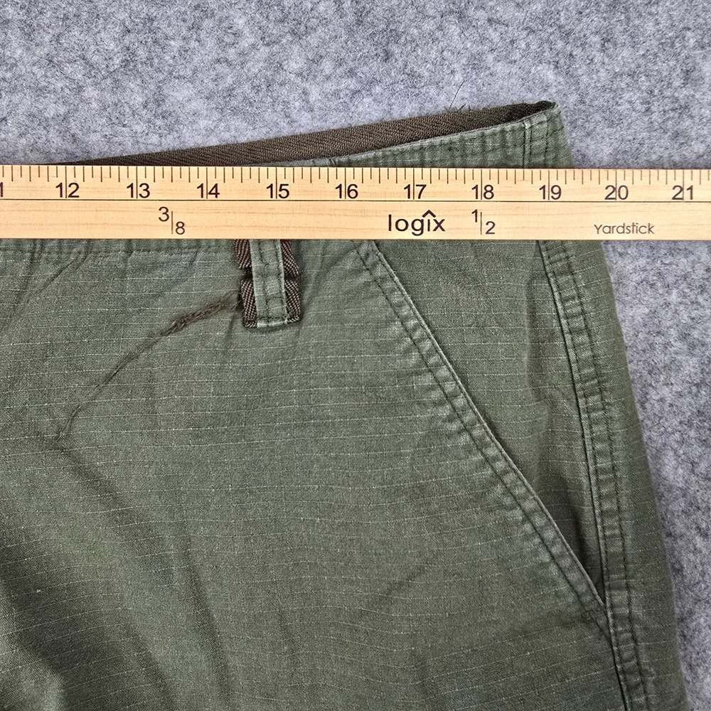 Stanley Cargo Shorts Mens 36 Olive Green Relaxed Fit Ripstop Utility Workwear - Picture 4 of 9